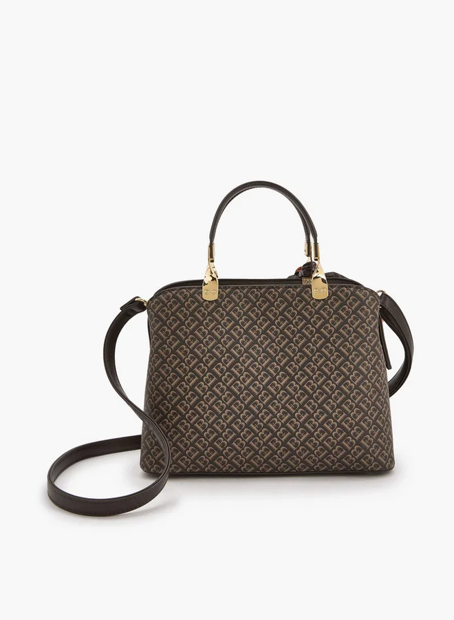 Flora Bella By Shoexpress BROWN Flora Bella Monogram Print Tote Bag With Scarf Accent for Women | Best Price UAE